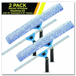 Gritt Commercial Swivel Window Washing Kit with Squeegee and Washer, 18