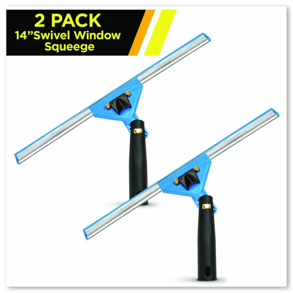 Gritt Commercial Swivel Window Squeegee with Quick Release, 14" Wide Blade, 2/Pack