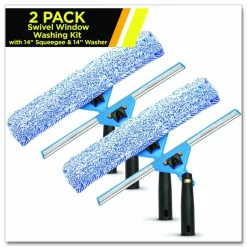 Gritt Commercial Swivel Window Washing Kit with Squeegee and Washer, 14