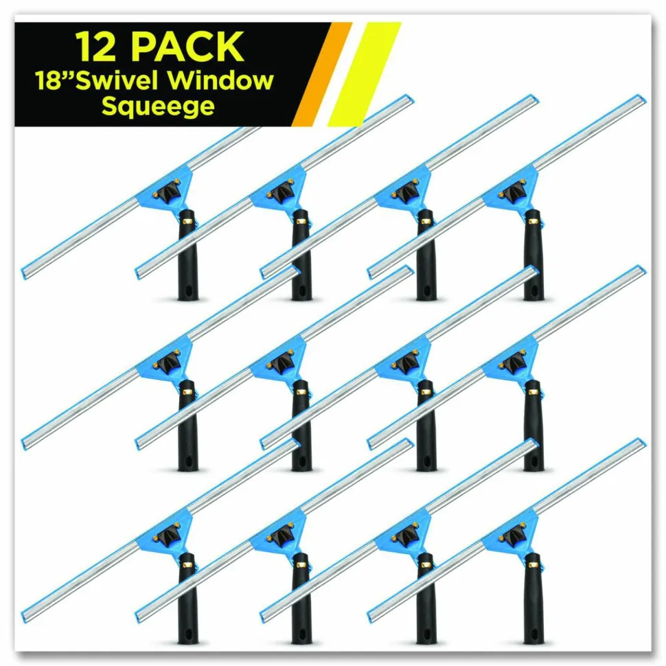 Gritt Commercial Swivel Window Squeegee with Quick Release, 18" Wide Blade, 12/Carton