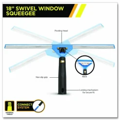 Gritt Commercial Swivel Window Squeegee with Quick Release, 18