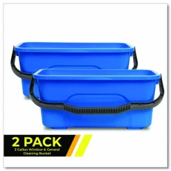Gritt Commercial Window and General Cleaning Bucket, 3 gal, Blue, 2/Carton
