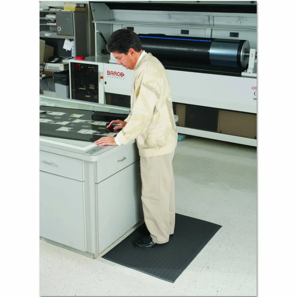 Guardian Floor Protection Air Step Anti-Fatigue Mat - Indoor - 24" Length x 36" Width x 0.37" Thickness - Polycarbonate - Black