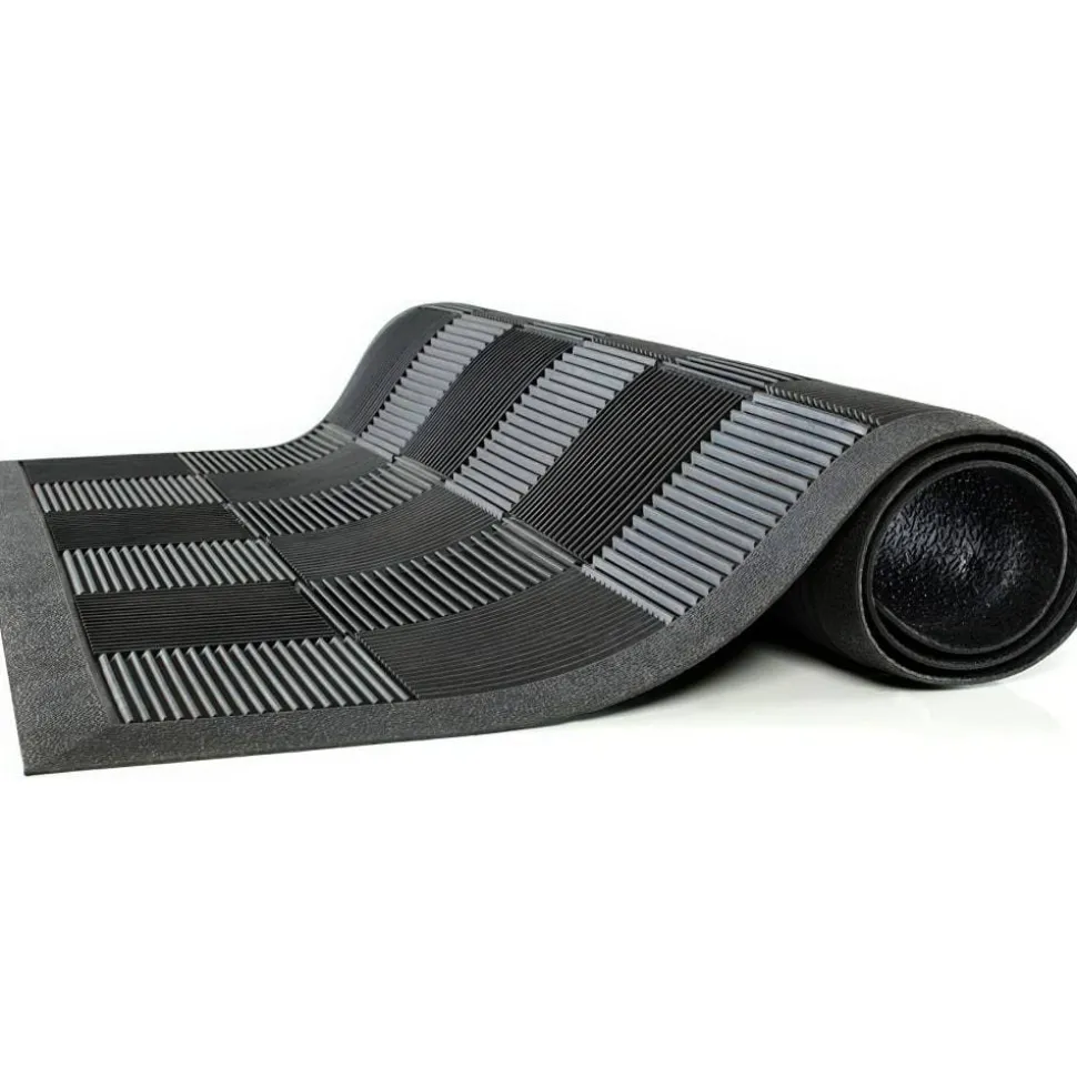 Guardian Parquet Scraper Mat, Black Blade Ribbed Rubber Surface, 36" x 60"