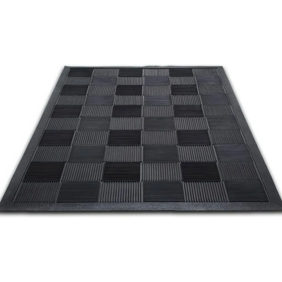 Guardian Parquet Scraper Mat, Black Blade Ribbed Rubber Surface, 36" x 60"