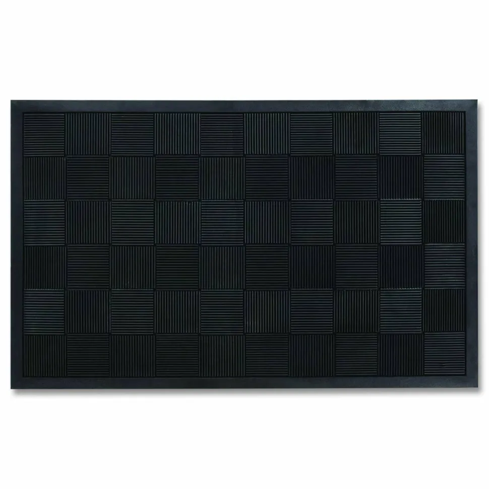 Guardian Parquet Scraper Mat, Black Blade Ribbed Rubber Surface, 36" x 60"