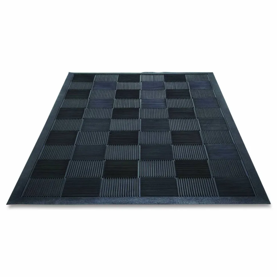 Guardian Parquet Scraper Mat, Black Blade Ribbed Rubber Surface, 36" x 60"