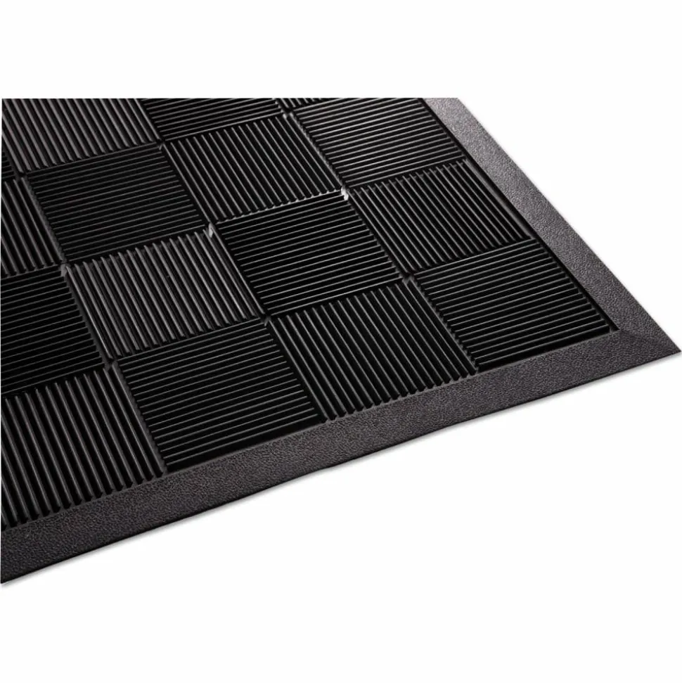 Guardian Parquet Scraper Mat, Black Blade Ribbed Rubber Surface, 36" x 60"