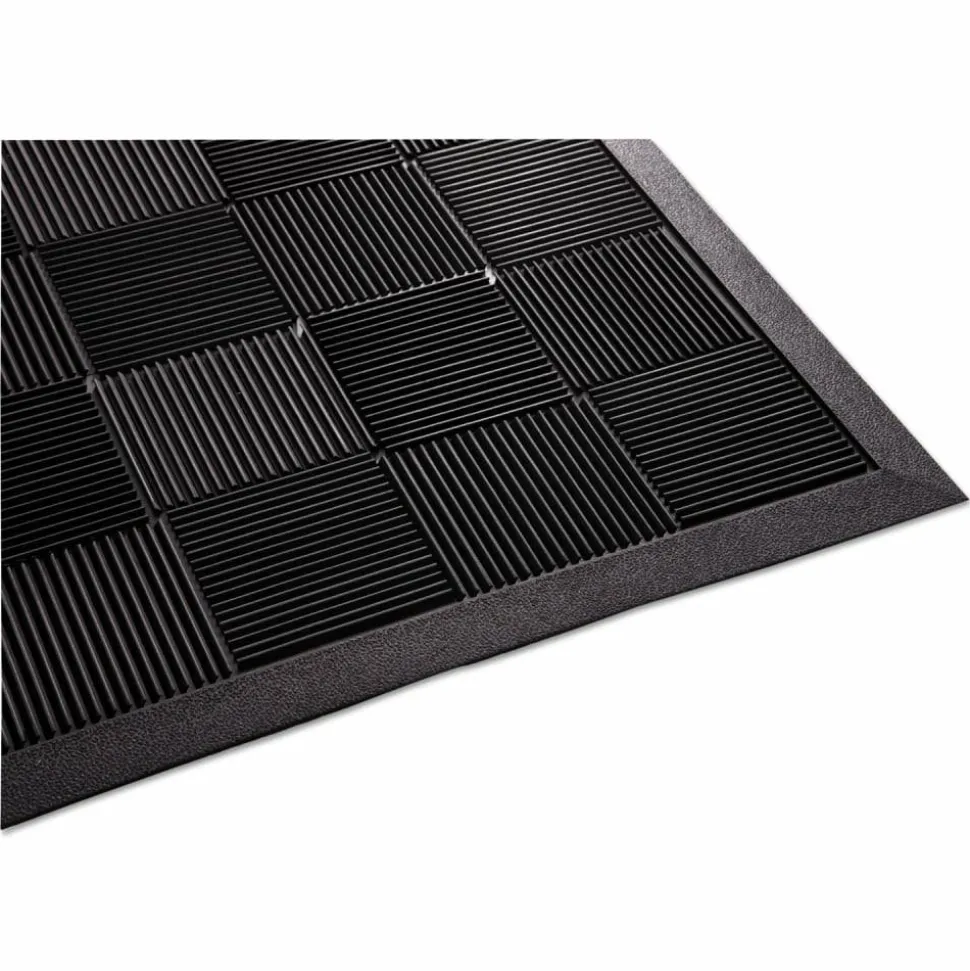 Guardian Parquet Scraper Mat, Black Blade Ribbed Rubber Surface, 24" x 36"