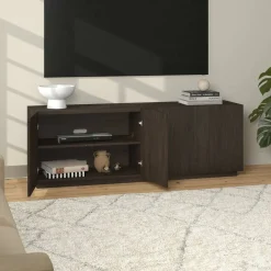 Halifax Rectangular Fluted TV Stand for TV's up to 75" in Alder Brown