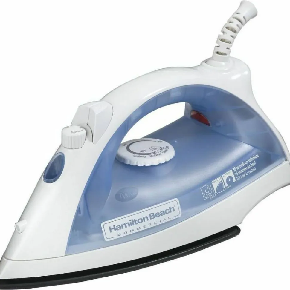 Hamilton Beach Commercial Lightweight Steam Iron, White/Blue, 10-3/4" x 5-3/4" x 4-13/16", Total Qty 1