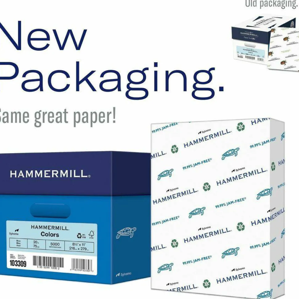 Hammermill Colors Print Paper, 20 lb Bond Weight, 8.5 x 11, Blue, 500 Sheets/Ream, 10 Reams/Carton