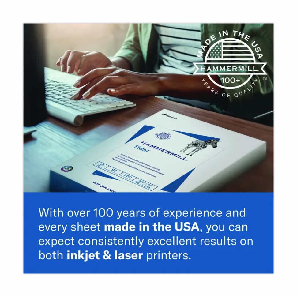 Hammermill Colors Print Paper, 20 lb Bond Weight, 8.5 x 14, Canary, 500/Ream