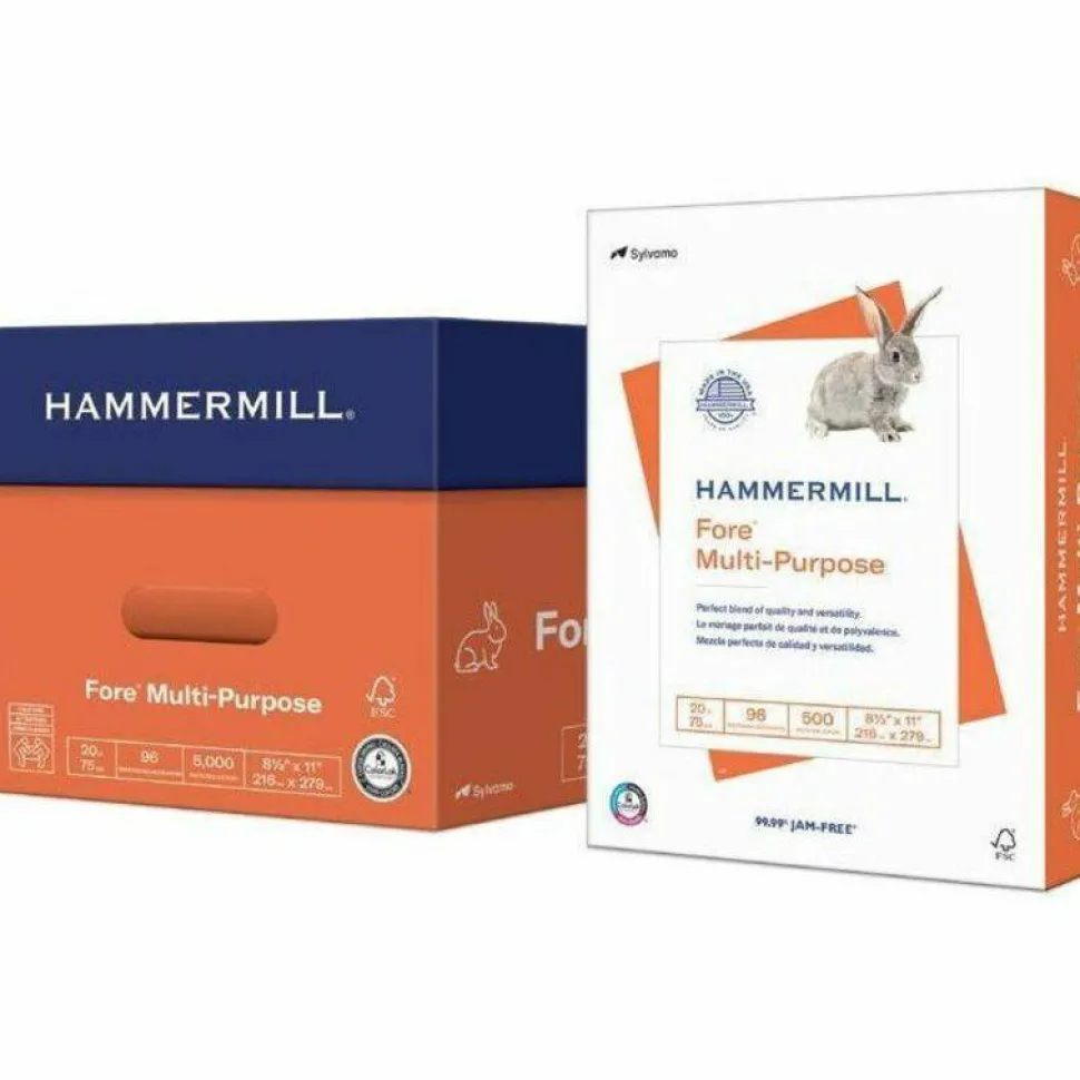 Hammermill Fore MP Multi-Use Printer & Copy Paper, White, Letter (8.5" x 11"), 24 Lb, 5000 Sheets Per Case, 96 Brightness