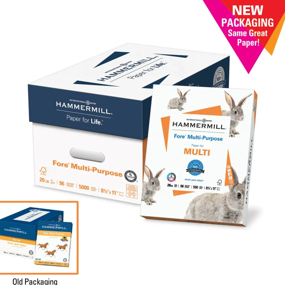 Hammermill Fore Multipurpose Print Paper, 96 Bright, 24 lb Bond Weight, 11 x 17, White, 500/Ream