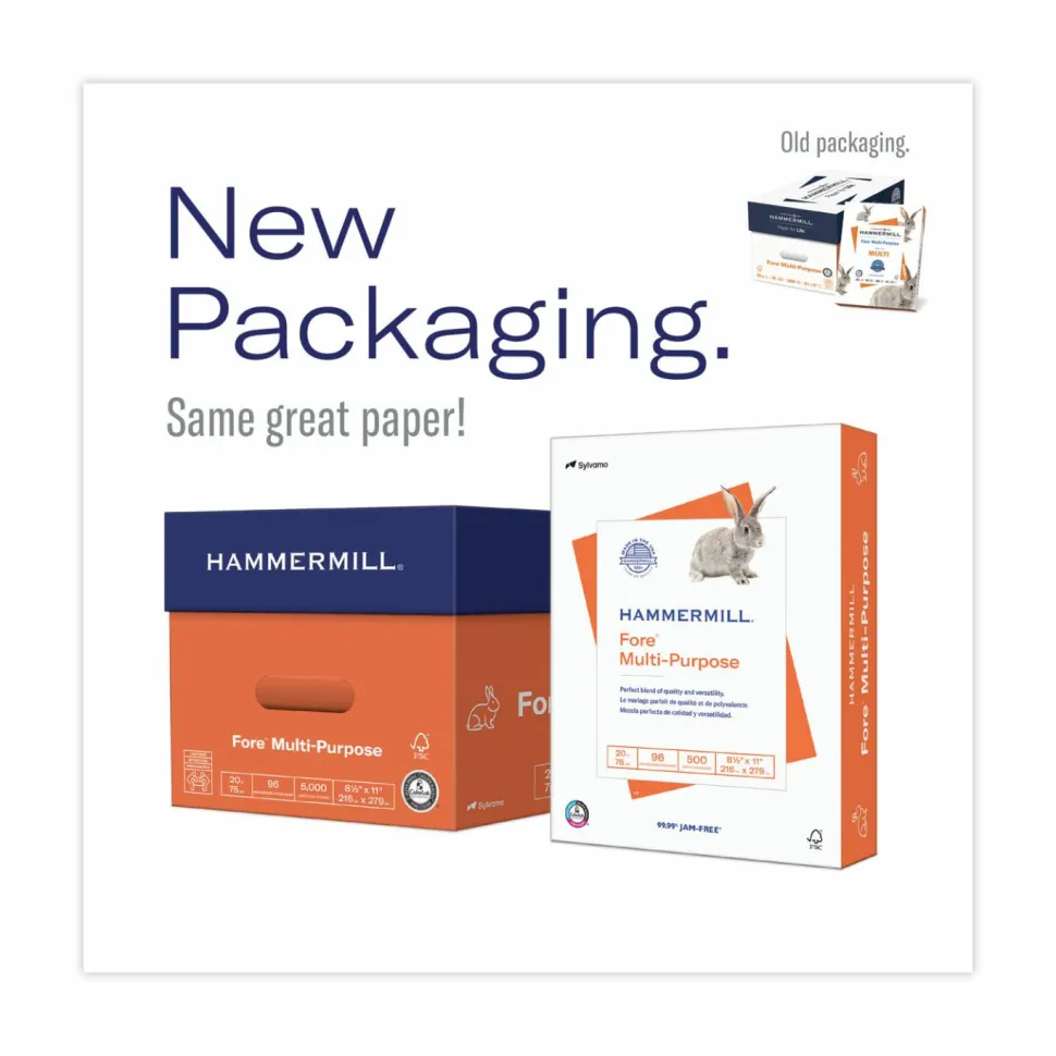 Hammermill Fore Multi-Use Print & Copy Paper, Letter Size (8 1/2" x 11"), 20 Lb, White, 500 Sheets Per Ream, Case Of 10 Reams