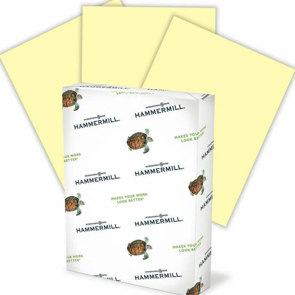 Hammermill Fore Super-Premium Color Copy Paper, 1 Ream, Canary, Letter (8.5" x 11"), 500 Sheets Per Ream, 20 Lb, 30% Recycled