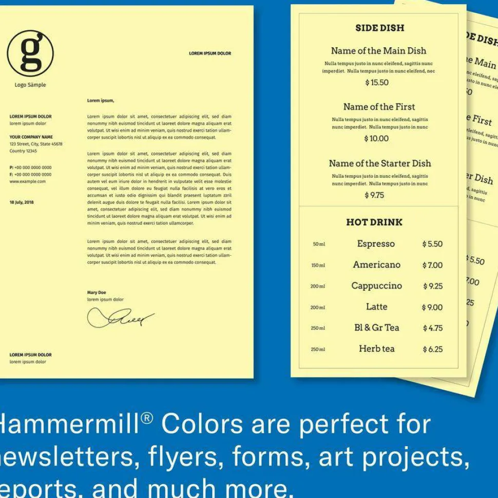 Hammermill Fore Super-Premium Color Copy Paper, 1 Ream, Canary, Letter (8.5" x 11"), 500 Sheets Per Ream, 20 Lb, 30% Recycled