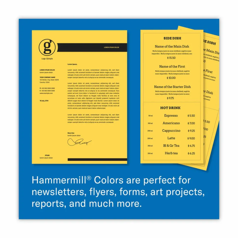 Hammermill Fore Super-Premium Color Copy Paper, 1 Ream, Gold, Letter (8.5" x 11"), 500 Sheets Per Ream, 20 Lb, 30% Recycled