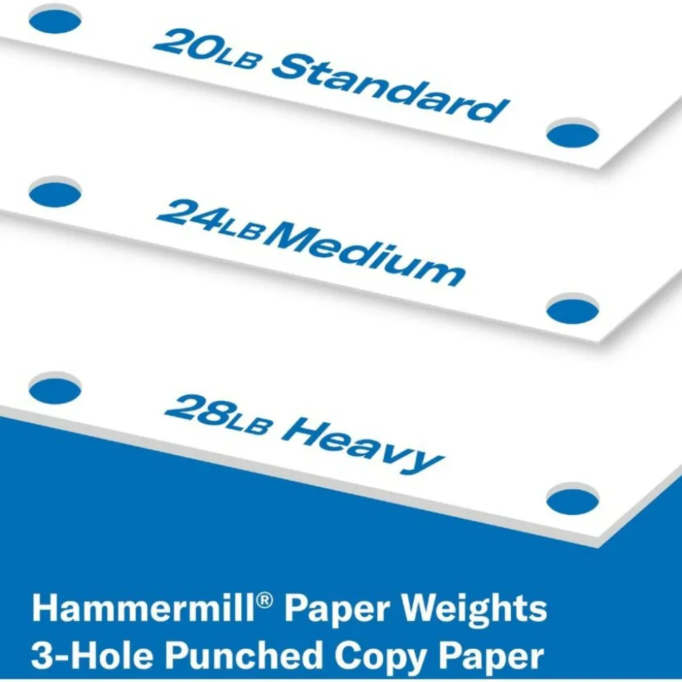 Hammermill Great White 3-Hole-Punched Inkjet Or Laser Paper, 10 Reams, White, Letter Size (8 1/2" x 11"), 5000 Sheets Total, 20 Lb, 92 Brightness