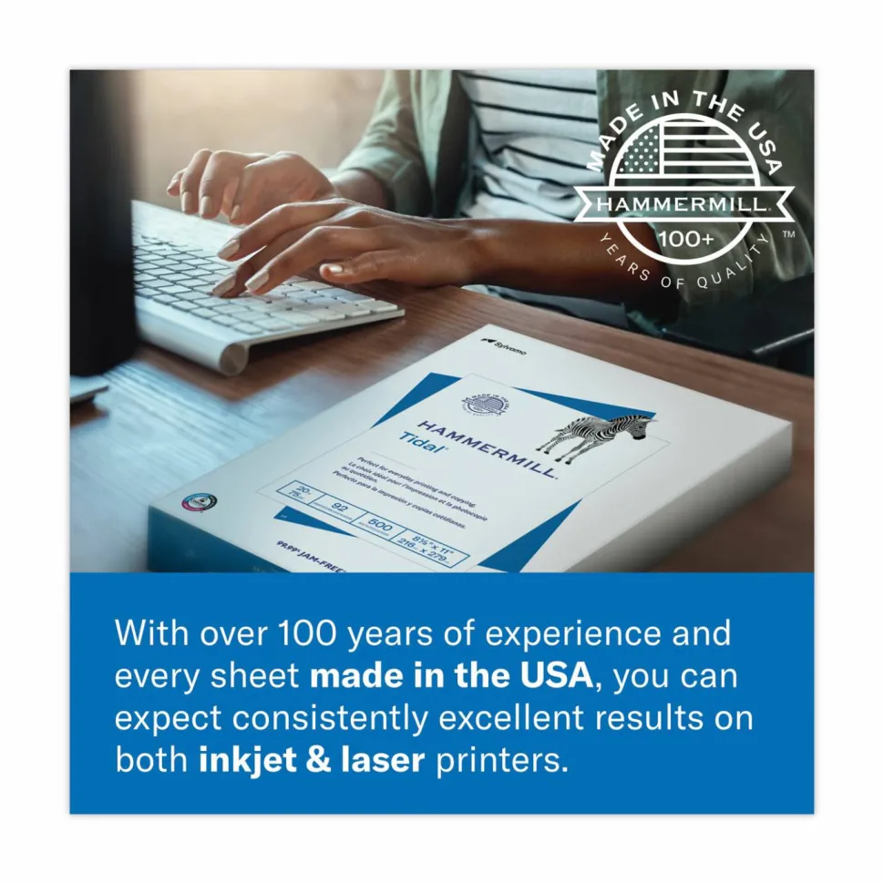 Hammermill 3-Hole Punched Multi-Use Print & Copy Paper, Letter Size (8 1/2" x 11"), 92 (U.S.) Brightness, 24 Lb, White, Ream Of 500 Sheets