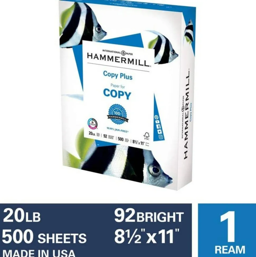 Hammermill Multi-Use Printer & Copy Paper, White, Letter (8.5" x 11"), 500 Sheets Per Ream, 20 Lb, 92 Brightness, 105620