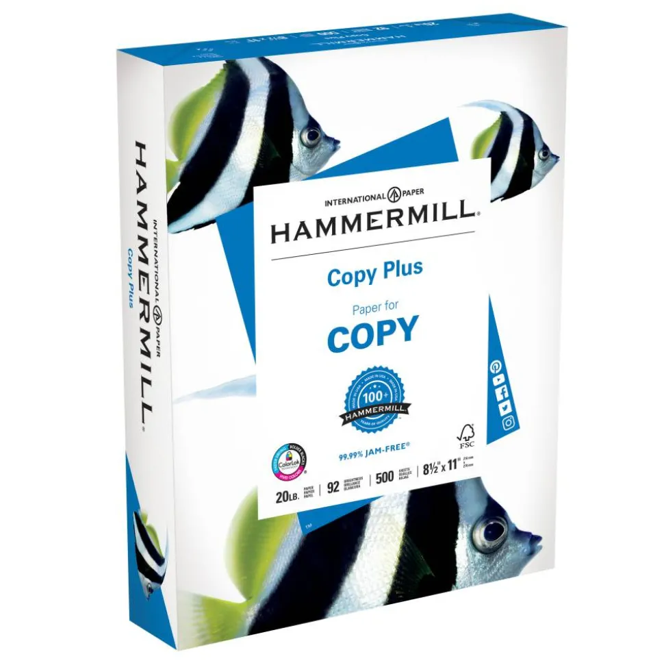 Hammermill Multi-Use Printer & Copy Paper, White, Letter (8.5" x 11"), 500 Sheets Per Ream, 20 Lb, 92 Brightness, 105620