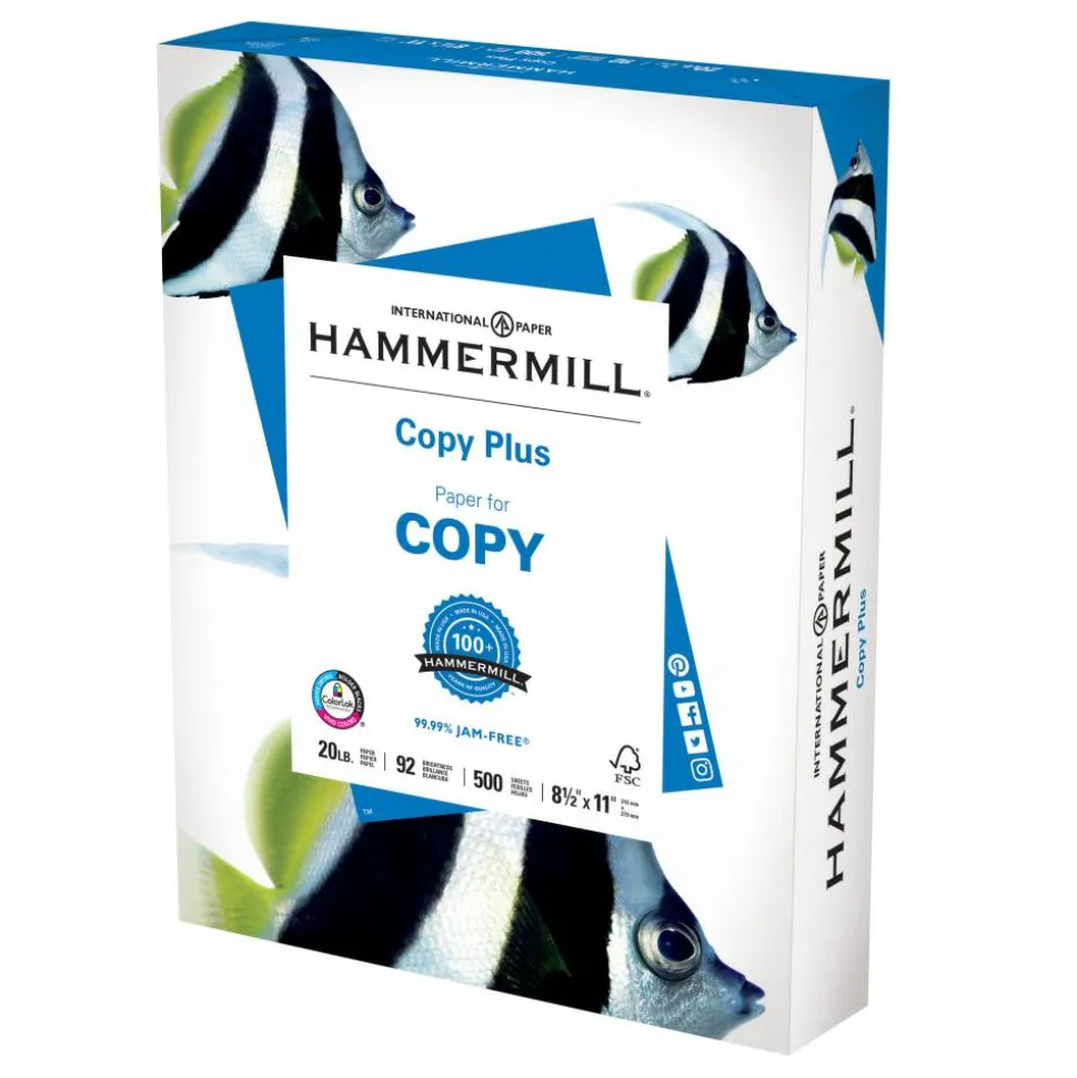 Hammermill Multi-Use Printer & Copy Paper, White, Letter (8.5" x 11"), 500 Sheets Per Ream, 20 Lb, 92 Brightness, 105620