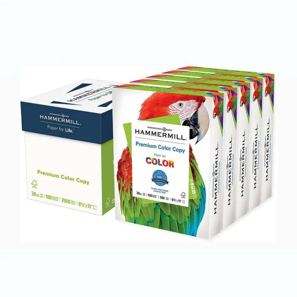 Hammermill Premium Color Copy Paper - White 100 Brightness - Letter - 8 1/2" x 11" - 28 lb Basis Weight - White - 500 Sheets per Ream - 5 / Carton