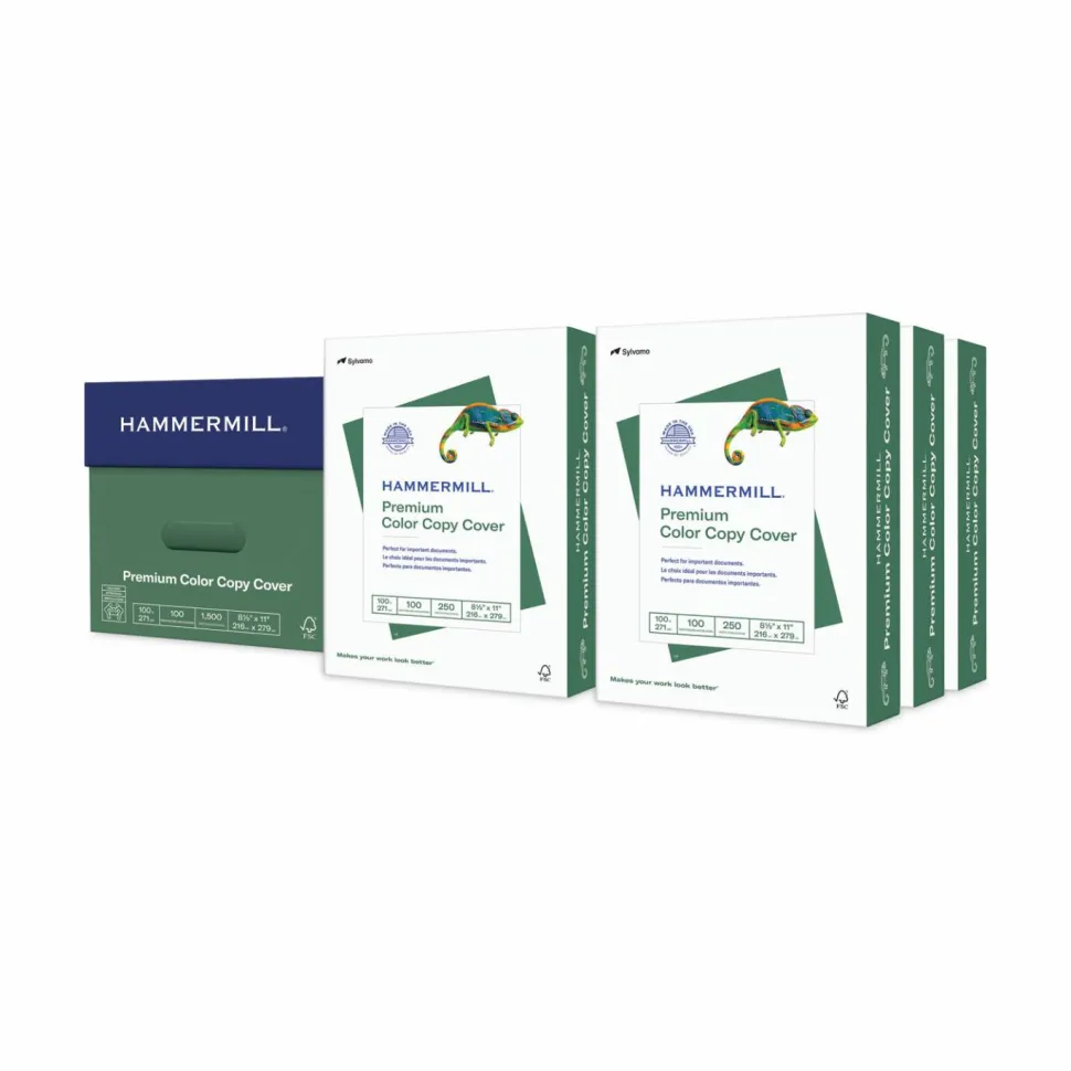 Hammermill Premium Color Copy Cover, 100 Bright, 100 lb Cover Weight, 8.5 x 11, 250 Sheets/Pack, 6 Packs/Carton