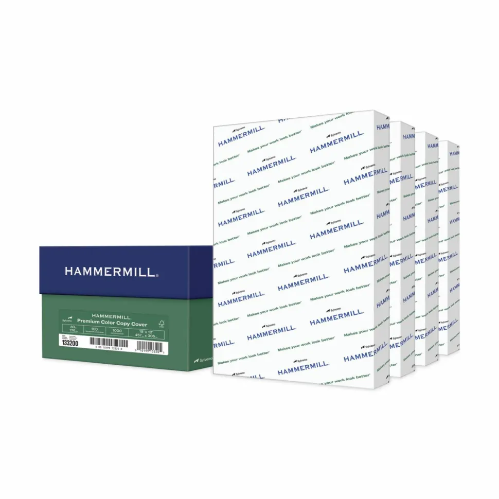 Hammermill Premium Color Copy Cover, 100 Bright, 80 lb Cover Weight, 18 x 12, 250 Sheets/Pack, 4 Packs/Carton