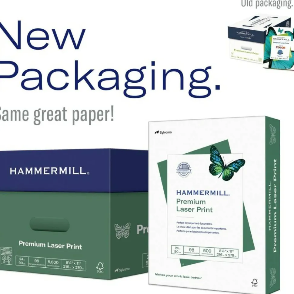 Hammermill Premium Laser Paper, White, Letter Size (8 1/2" x 11"), Ream Of 500 Sheets, , FSC Certified, 24 Lb, 98 Brightness