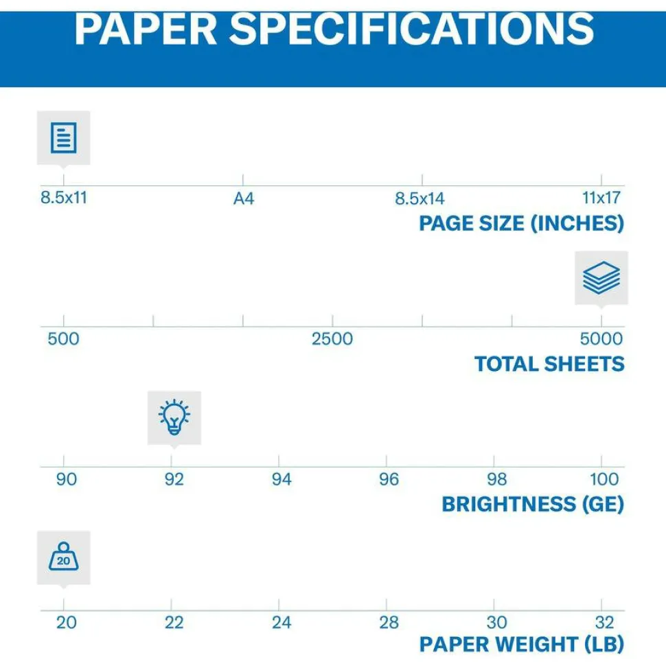 Hammermill Tidal Multi-Use Printer & Copy Paper, White, Letter (8.5" x 11"), 5000 Sheets Per Case, 20 Lb, 92 Brightness