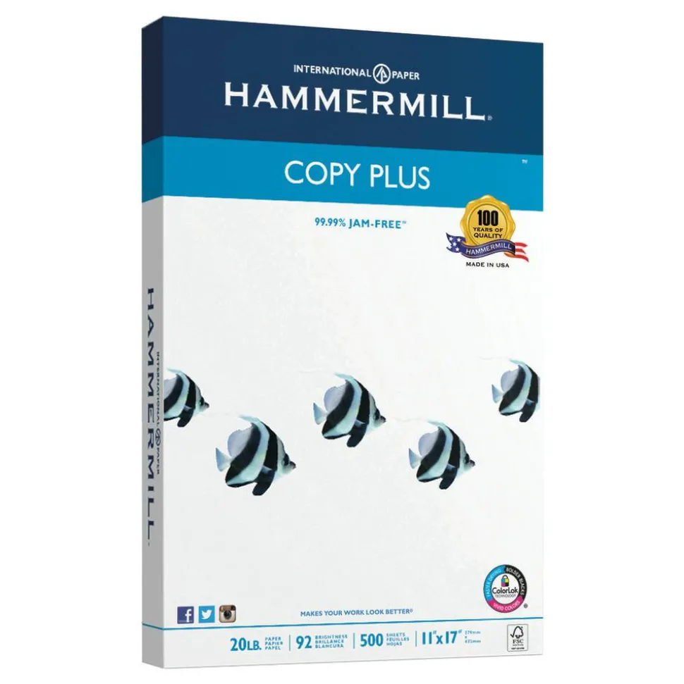 Hammermill Tidal Multi-Use Printer & Copy Paper, White, Ledger (11" x 17"), 500 Sheets Per Ream, 20 Lb, 92 Brightness