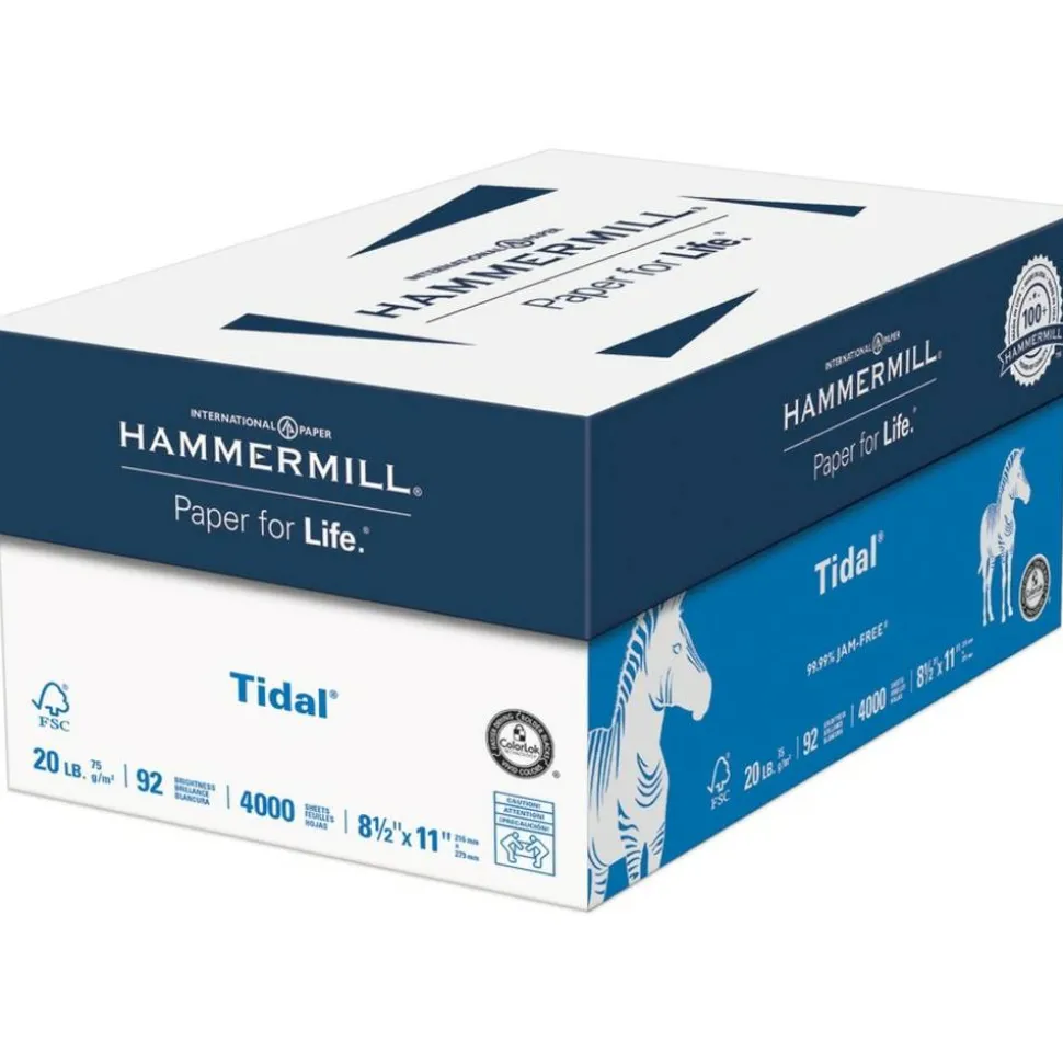 Hammermill Tidal Print Paper, 92 Bright, 20 lb Bond Weight, 8.5 x 11, White, 500 Sheets/Ream, 8 Reams/Carton