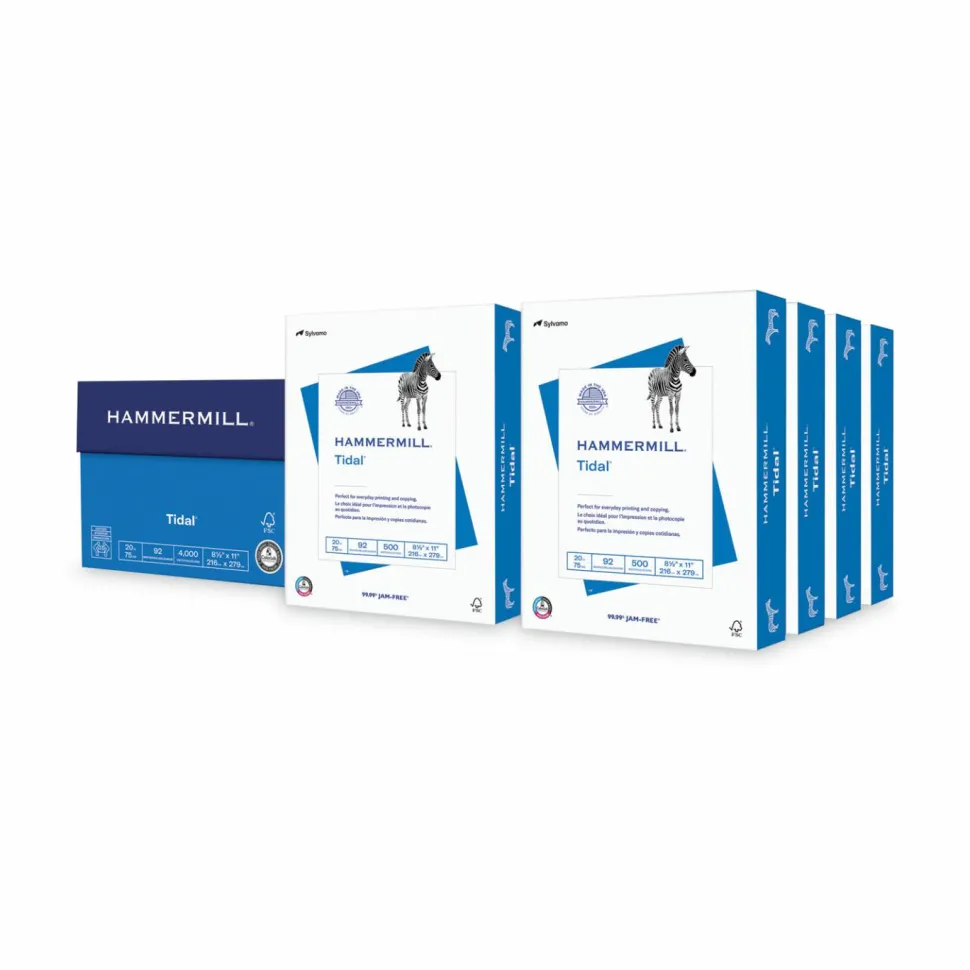 Hammermill Tidal Print Paper, 92 Bright, 20 lb Bond Weight, 8.5 x 11, White, 500 Sheets/Ream, 8 Reams/Carton