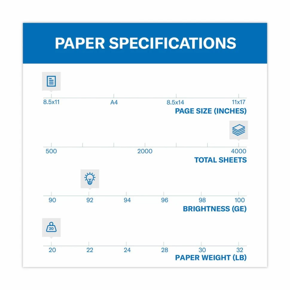 Hammermill Tidal Print Paper, 92 Bright, 20 lb Bond Weight, 8.5 x 11, White, 500 Sheets/Ream, 8 Reams/Carton