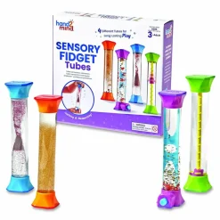 hand2mind Sensory Fidget Tubes, Ages 3 and Up, Assorted Colors, 4 Pieces