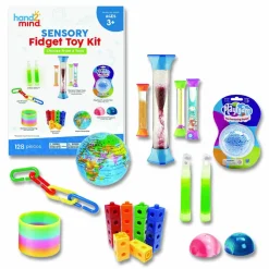 hand2mind Sensory Fidget Toy Kit, Eight Toy Types, Ages 3 and Up, Assorted Colors, 128 Pieces