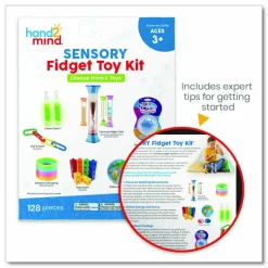 hand2mind Sensory Fidget Toy Kit, Eight Toy Types, Ages 3 and Up, Assorted Colors, 128 Pieces
