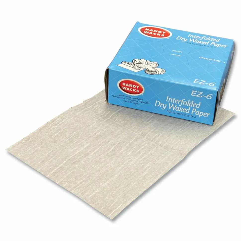 Handy Wacks© Interfolded Dry Waxed Paper Deli Sheets, 10.75 x 6, 12/Carton
