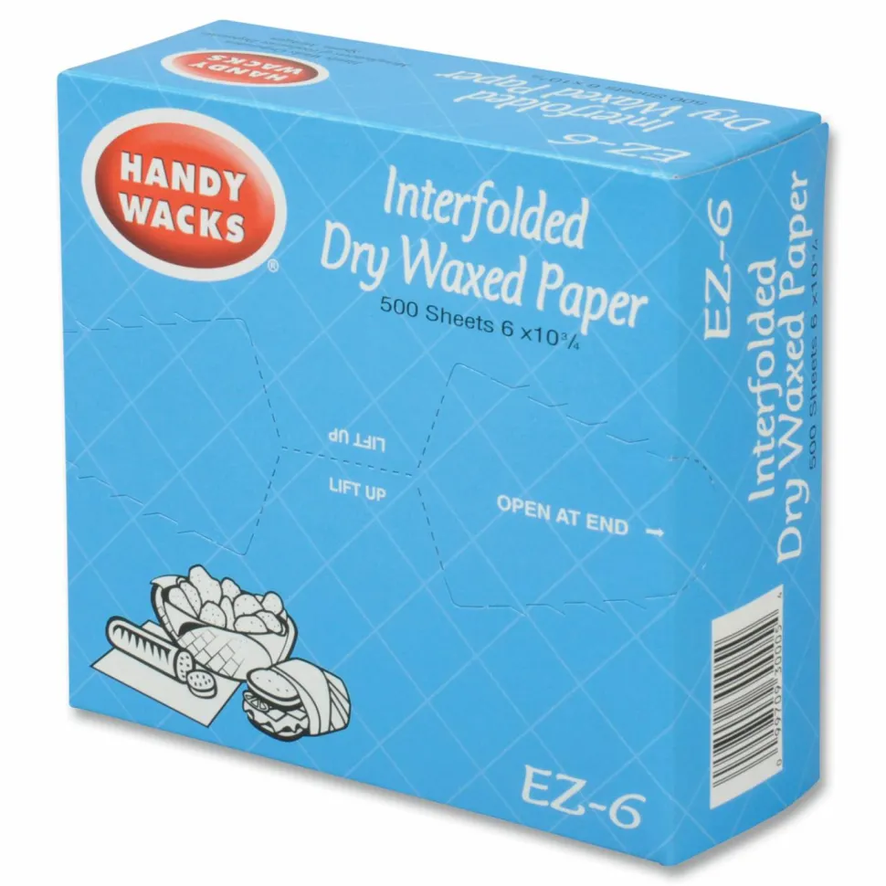 Handy Wacks© Interfolded Dry Waxed Paper Deli Sheets, 10.75 x 6, 12/Carton