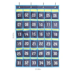 Hanging 36-Pocket Cell Phone Storage Classroom Organizer, 37-13/16” x 26-7/16”, Blue/Yellow