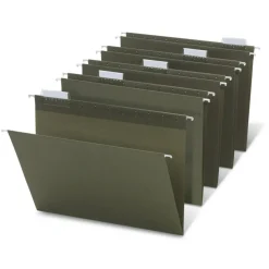Hanging Folders, 1/5 Cut, Letter Size, 100% Recycled, Green, Pack Of 25