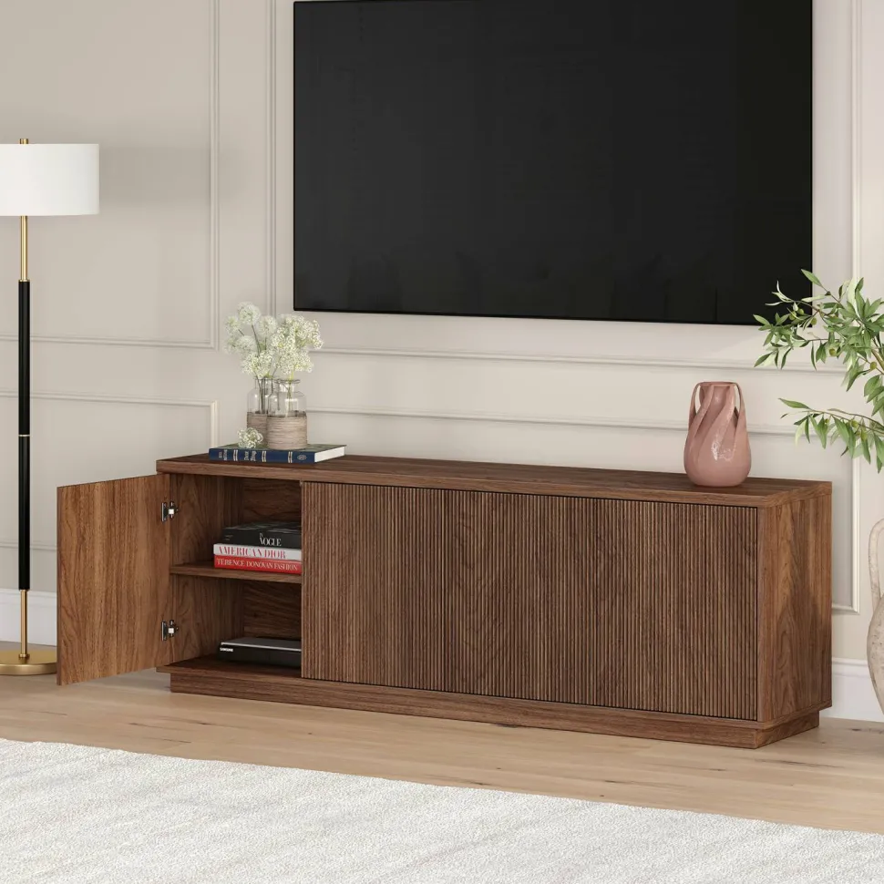 Hanson Rectangular TV Stand for TV's up to 75" in Satin Walnut