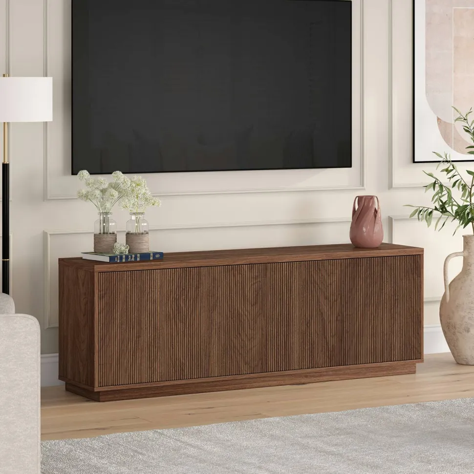 Hanson Rectangular TV Stand for TV's up to 75" in Satin Walnut
