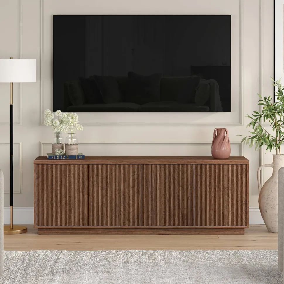 Hanson Rectangular TV Stand for TV's up to 75" in Satin Walnut