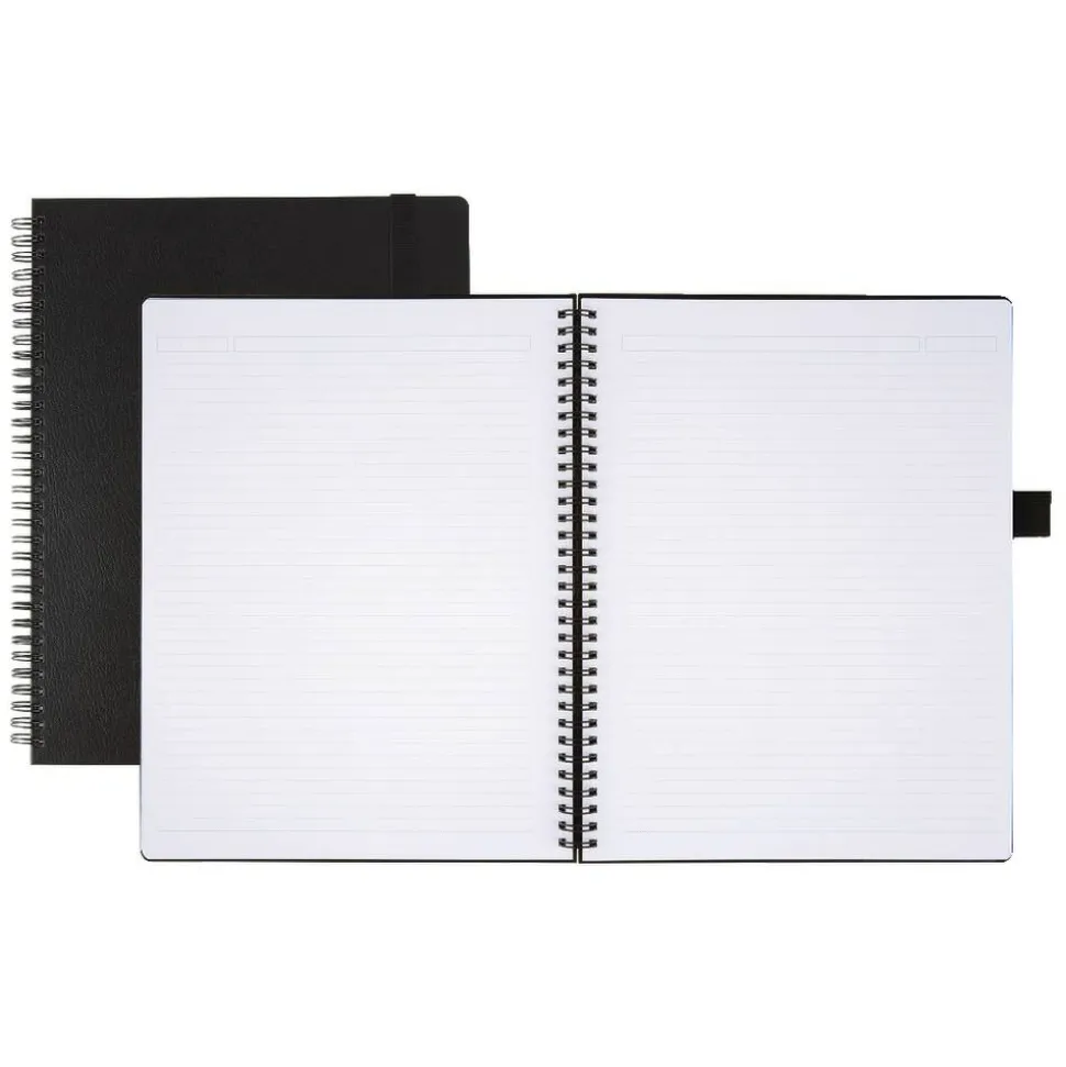 Hard Cover Premium Business Notebook, 8 1/2" x 11", 1 Subject, Narrow Ruled, 120 Pages (60 Sheets), Black