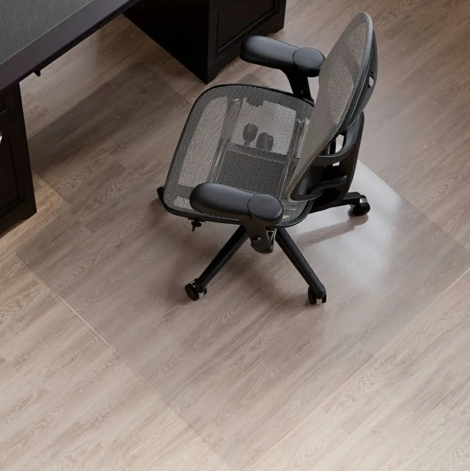 Hard Floor Chair Mat, Wide Lip, 45" x 53", Clear, OD47650