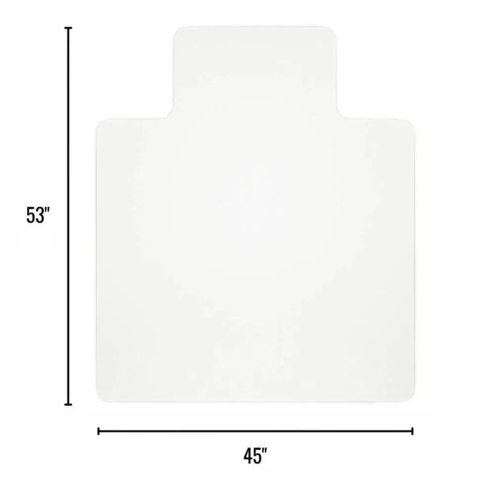 Hard Floor Chair Mat, Wide Lip, 45" x 53", Clear, OD47650